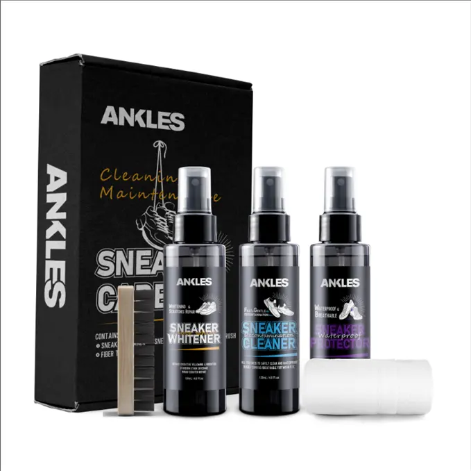 ANKLES wholesale custom box&bag sneaker cleaner bottle shoe care kit for sport shoe cleaner and care white shoe cleaner kit