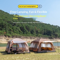 Tente de toit 096 pleine gamme, deux chambres, un salon, double couche, pliable, portable, résistante au soleil, imperméable, tente de camping toutes saisons