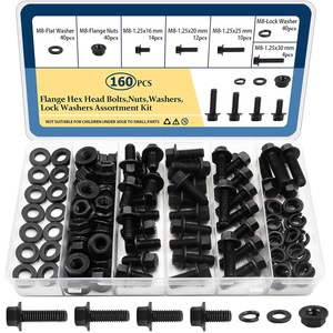 M8 <b>Flange</b> <b>Bolts</b> Nuts Washers Kit 10.9 Grade Carbon Steel Black Coated For Construction - Product Image 5