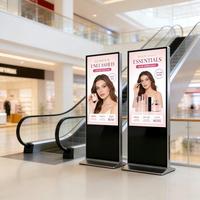 Pantalla Digital Comercial de 43" a 65", con Soporte de Piso, Resolución 2K 4K, Pantalla LCD, Vidrio Templado, Marco de Aleación de Aluminio, para Centros Comerciales, Hoteles y Vestíbulos