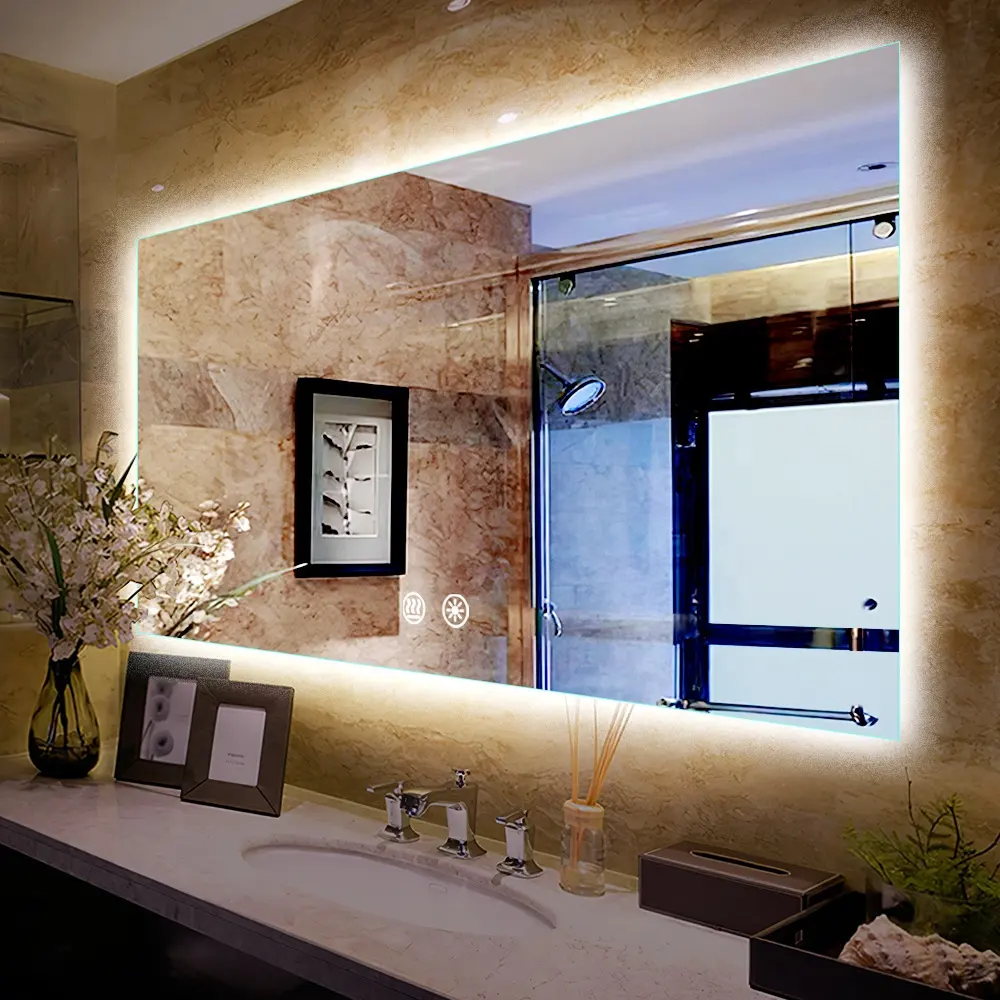 Smart LED Washingroom Mirror Waterpoof Frameless Bathroom Led Lighting Mirror with Antifog