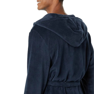 Peignoir de bain à capuche en coton et fibre de bambou de luxe pour hommes, rembourré, thermique, séchage rapide, respirant, manches longues, poches, OEM - Product Image 6