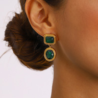 Boucles d'oreilles géométriques en zircone cubique, acier inoxydable, style vintage, luxe léger, bijoux haut de gamme, cadeau pour femmes