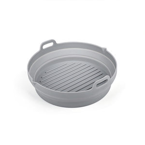 Round Pan <b>Silicone</b> Pot Mold Oil-Free <b>Baking</b> Tray Cooking Pans Food Grade Premium Foldable Air Fryer Liner for Fryers - Product Image 1