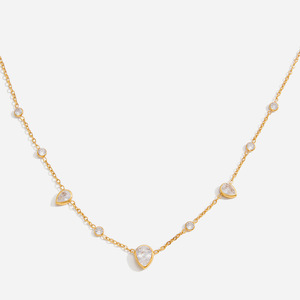 Collar de circonita con diseño de gota de agua, cadena de oro, colgante solitario, uso diario, engaste de bisel, geometría - Product Image 1