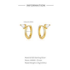 Hot-Sell Gold Water Drop <b>Earrings</b> Simple 925 <b>Silver</b> <b>Hoop</b> <b>Earring</b> for Women - Product Image 4