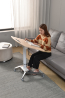 Mesa de conferencias multifuncional móvil con altura ajustable neumática y manual, con tapa abatible, para escuelas y universidades.