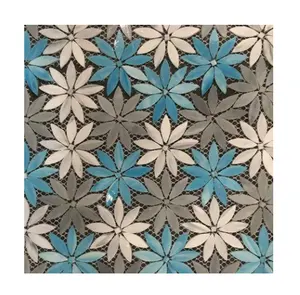 Spot Goods Flower Daisies Tumbled Mosaic Tiles for Wall Floor Home Decoration