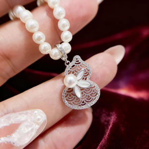 31475 Accessoires de perles DIY Pendentif en argent S925 avec support vide rond de 4-6 mm Pendentif gourde or/argent Coupe princesse pour cadeaux - Product Image 1