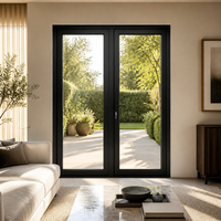 Portes d'entrée doubles à cadre en alliage d'aluminium moderne avec façade en verre, tailles 36x80 et 44x88 pouces, personnalisables OEM pour entrée résidentielle