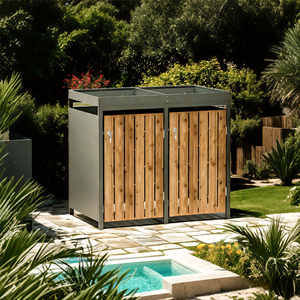 2 Bộ 240L kim loại Wheelie bin box với nhà máy hộp ngoài trời Thùng rác bin hộp Thùng rác có thể lưu trữ đổ có thể khóa Thùng rác bìa cho vườn - Product Image 5