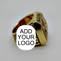 Bague de championnat en cristal naturel plaqué or avec votre logo - Style sportif décontracté