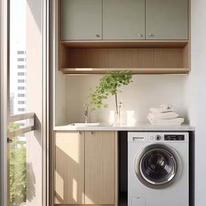 Mueble de Lavandería Moderno de Madera Personalizado para Baño, Elegante para Lavar Ropa y Agregar Estilo a tu Espacio - Product Image 1