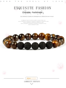 Braccialetto di Lava occhio di tigre naturale da 8mm gioiello elastico con perline in pietra di quarzo <span class=keywords><strong>amazzonite</strong></span> alla moda a forma di palla - Product Image 5