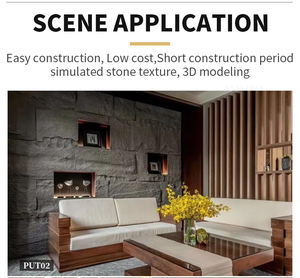 แผ่นผนังโพลียูรีเทน stoneflex 3D ทันสมัยกันน้ำการออกแบบทางเรขาคณิตทำจากพลาสติก - Product Image 3