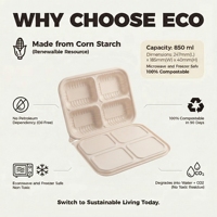 Conteneur alimentaire jetable pour restaurant, biodégradable, micro-ondable, étanche, capacité 700 ml, en amidon de maïs, emballage pour plats à emporter, boîte à lunch
