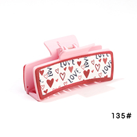 Pince à cheveux carrée en PU rose vintage en forme de cœur, pince requin personnalisée tendance pour femme, accessoires de coiffure pour chignon