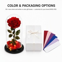 Rose éternelle préservée en dôme de verre, coffret cadeau de rose véritable pour la Saint-Valentin, anniversaire