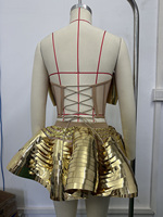 Ensemble deux pièces miroir doré : Corset et mini-jupe – Style futuriste, Alien, Showgirl, Gogo, Festival, Rave, Drag Queen – Costume de scène – Vente en gros
