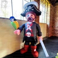 Mascotte gonflable géante personnalisée de 3 m, capitaine pirate de dessin animé avec perroquet, pour événements publicitaires de parcs à thème d'Halloween