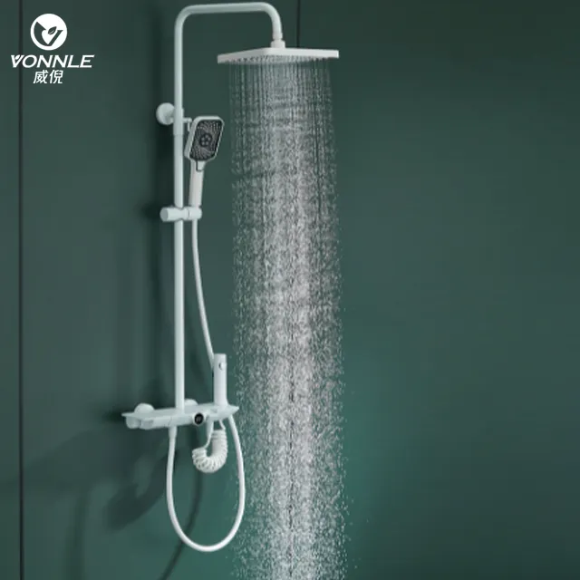 현대 벽걸이 형 디지털 디스플레이 울트라 와이드 카운터 탑 샤워 고압 황동 바디 콜드 핫 혼합 제트 스프레이 욕실