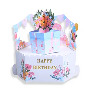Новая 3D всплывающая открытка на день рождения и лучший выбор с моделью подарочной коробки и конвертом с днем рождения