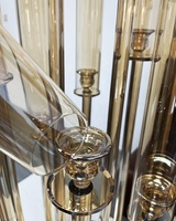 Amber Glass Hurricane Votiv kerzenhalter 120CM hoch Hochzeit Kristall Gold Kandelaber Herzstück