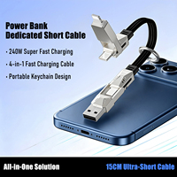 Câble de charge rapide magnétique USB-C 4-en-1 240W portable en nylon tressé avec porte-clés pour iPhone 18/17/15 Pro Max et ordinateur (Noir)