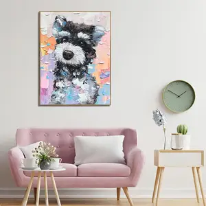 Original Art Custom Professional Handpainted Oil Painting Dog Pictures On Canvas For Home Wall Decor