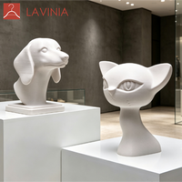 Tête de mannequin en fibre de verre Lavinia pour chien et chat, sculpture moderne à poser sur table, statue pour animalerie et décoration intérieure, pose debout