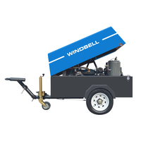 Machine de compresseurs d'air diesel industriels mobiles à vis 185 Cfm 125 Cfm pour remorque