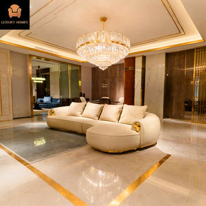 Sofá de Lujo Moderno para Sala de Estar, Diseño de Alta Gama, Base de Latón, Forma de L, Tapizado en Cuero - Product Image 2