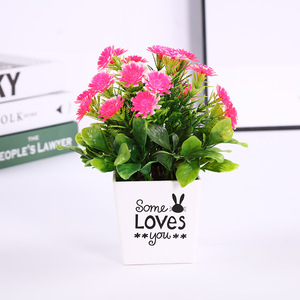 Plante artificielle en pot Qi Xing 10x19 cm, mini bonsaï en plastique, décoration d'intérieur, chrysanthème du soleil - Product Image 3