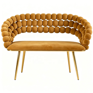 Sofá <span class=keywords><strong>de</strong></span> Terciopelo <span class=keywords><strong>de</strong></span> Lujo para Hotel, Sofá <span class=keywords><strong>de</strong></span> Dos <span class=keywords><strong>Plazas</strong></span> con Respaldo Acolchado para Vestíbulo <span class=keywords><strong>de</strong></span> Hotel, Cafetería, Hogar - Product Image 5