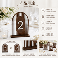 Plaque de numéro de table rétro en bois ajouré pour mariage, banquet, hôtel, double face