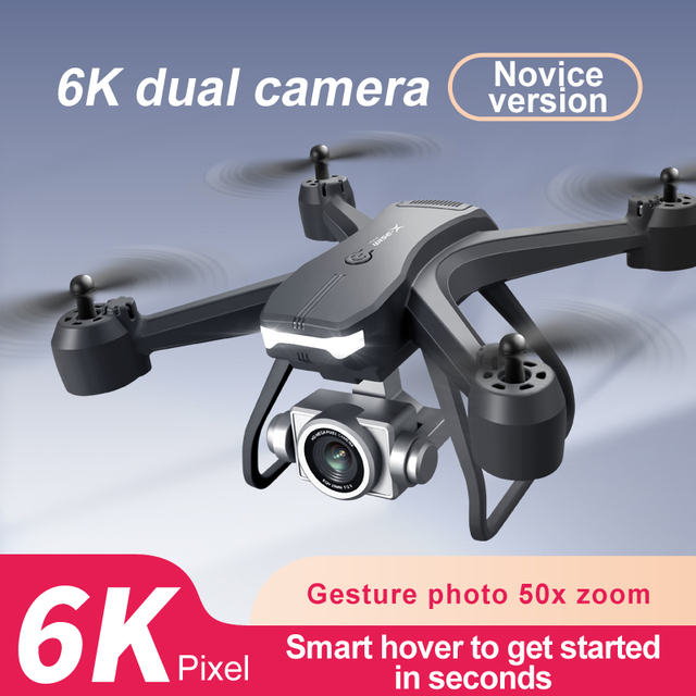 Beginner Drones RC Quadcopter 6K Aerial Camera with One Key Return Emergency Landing Altitude Hold and 15-20min Flight Time