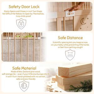 Box per Bambini Grande in Legno, Recinto Regolabile per Neonati e Bambini, Centro Attività con Cancello Bloccabile - Product Image 2