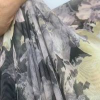 Tissu en maille élastique en polyester et élasthanne à imprimé floral, doux et respirant, pour robes, tenues et foulards pour femmes