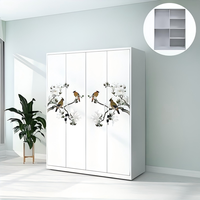 Armoire métallique en acier à motifs floraux pour chambre d'enfants, casier de rangement 3 portes pour vêtements