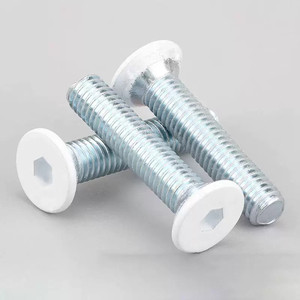 Tornillos de máquina con cabeza plana zincada, lacados en blanco, tornillos para muebles con cabeza hexagonal M6 - Product Image 3
