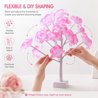 Lampe en forme de cerisier, lampe de nuit en kapok, lampe d'ambiance romantique pour la chambre à coucher, lampe décorative créative, cadeau de vacances, 18 LED, lumière chaude