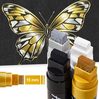 Marqueur permanent acrylique 15 mm, or, argent, blanc, noir, imperméable, séchage rapide, pour affiches, graffitis, étudiants, peinture artistique