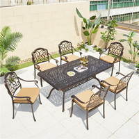 Ensemble de salle à manger moderne en aluminium moulé pour l'extérieur, idéal pour les hôtels et entrepôts, ensemble de table de restaurant de luxe