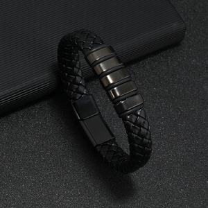 Wholesale Men's Personalized Woven <strong>Leather</strong> Bracelets Fashionable Simple Commuting <strong>Wristbands</strong> Fashionable <strong>Bangles</strong> - Product Image 6