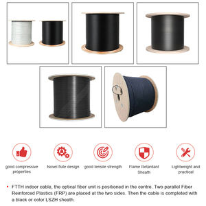 Câble <span class=keywords><strong>de</strong></span> branchement FTTH plat intérieur <span class=keywords><strong>12</strong></span> fibres G652D/G657A1 Fibre optique avec renfort FRP ou acier POE <span class=keywords><strong>RJ45</strong></span> GSM - Product Image 5