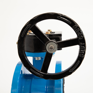 Van bướm hai mặt bích, kiểu rãnh xoắn tay quay, chất liệu gang cầu, kiểu kín mềm, dùng trong công nghiệp Dn100 - Product Image 4