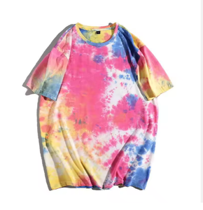 Venta al por mayor personalizado 100% algodón Tie-Dye gran tamaño camiseta hombres ácido lavado Logo estilo casual tejido de punto de color sólido - Product Image 5