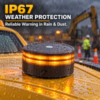 Wiederaufladbare Amber-LED-Warnleuchte IP67 mit Magnetbefestigung, 7 Beleuchtungsmodi, 12-24V Notfall-Stroboskoplicht für LKW und Gabelstapler