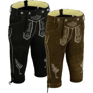 Ensemble de deux shorts en cuir bavarois pour homme, avec broderies et bretelles - Product Image 2