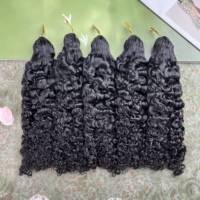 Extensions de cheveux humains bouclés naturels 12A Raw Burmese Feather, pré-bouclées, sans nœuds, noires, légères, pour crochet